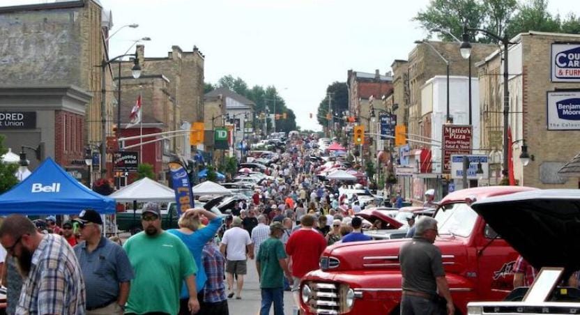 crowded downtown street during festival