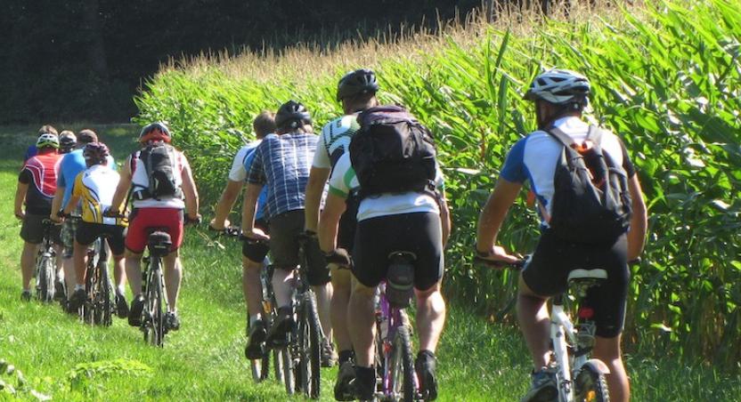 cycling tour through field