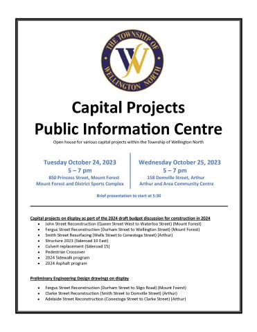 Image of poster for Public Information Centre Night regarding Capital Projects